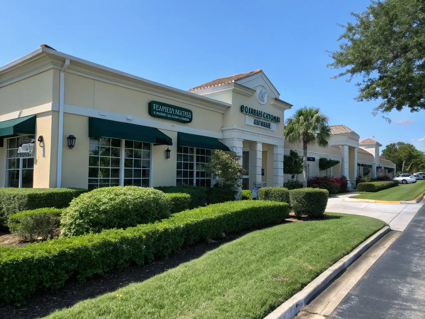 A well-maintained commercial property with clean landscaping, secure entrances, and a tidy exterior, demonstrating MPU Construction Group's commitment to property maintenance.